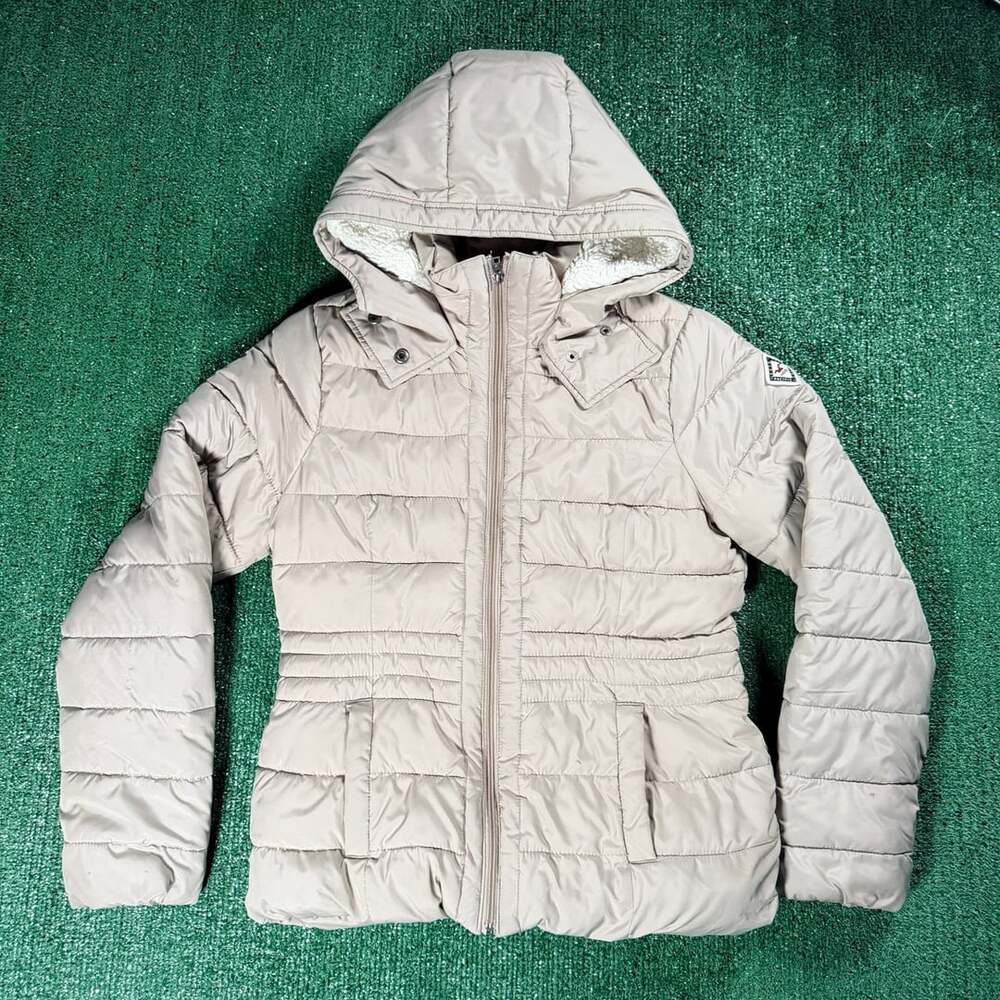 Y2K Vintage Hollister Women's Hooded Puffer Sherpa Lined Jacket Size Large